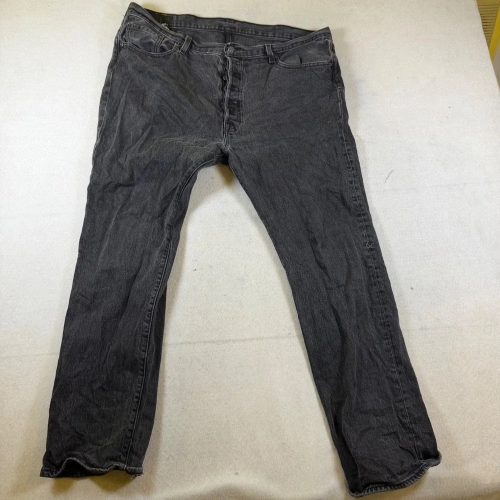 Levis 501 Original Fit Mens Faded Black Denim Jeans W40 L32 Button Fly Straight